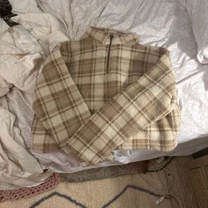 Fur sweater tan and light brown like new trendy size large